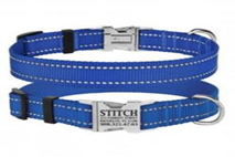 Ошейник BronzeDog Active Нейлоновый со Светоотражением и Металлической Пряжкой Синий, Размер XL, Обхват шеи 43-66 см., Ширина 2,5 см. (Bronzedog) в Амуниция для собак.