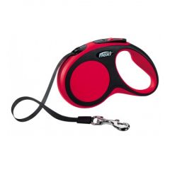 Рулетка NEW COMFORT S 5m/15kg (стрічка) червона (Flexi) в амуніція для собак.