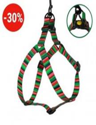 Шлея BronzeDog Urban Полоска Нейлоновая Красно-Зеленая, Размер S, Обхват груди 40-53 см, Ширина 1,6 см. (Bronzedog) в Амуниция для собак.