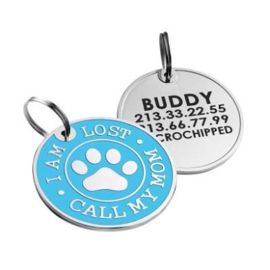 Эмалированный Адресник для Собак BronzeDog Call My Mom Голубой Размер S (Bronzedog) в Амуниция для собак.