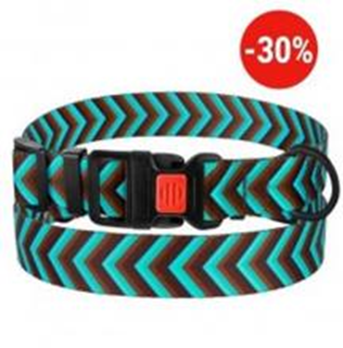 Ошейник BronzeDog Urban Стрелка Нейлоновый с Пластиковой Пряжкой Коричнево-Голубой, Размер S, Обхват шеи 25-33 см, Ширина 1,6 см. (Bronzedog) в Амуниция для собак.