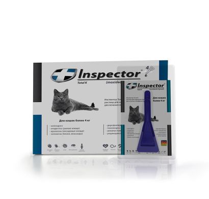 Инспектор Тотал К капли для кошек 4-8 кг 1 * 0,8 мл Инспектор Тотал К капли для кошек 4-8 кг 1 * 0,8 мл () в Капли на холку (spot-on).