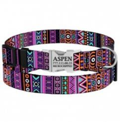 Ошейник BronzeDog Urban Этнический Нейлоновый с Металлической Пряжкой Фиолетовый, Размер L, Обхват шеи 35-45 см, Ширина 2,5 см. (Bronzedog) в Амуниция для собак.