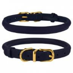 Нашийник Круглий Шкіряний BronzeDog Premium Crazy Темно-Синій, Розмір XL Обхват шиї 43-53 см. Діаметр 1,1 см. (Bronzedog) в амуніція для собак.