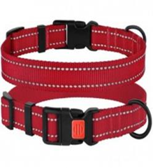 Ошейник BronzeDog Active Нейлоновый со Светоотражением и Пластиковой Пряжкой Красный,Размер S, Обхват шеи 25-33 см, Ширина 1,6 см. (Bronzedog) в Амуниция для собак.