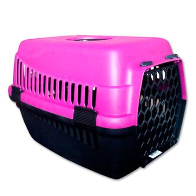 Переноска №1 пластик ТУРЦИЯ СИРЕНЕВО-ЧЕРНАЯ 48*31*31 вес до5кг () в Домики, Будки, Лежаки.