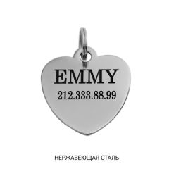 Адреснік для Собак BronzeDog з Нержавіючої Сталі Серце Розмір M  (Bronzedog) в амуніція для собак.