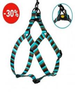 Шлея BronzeDog Urban Полоска Нейлоновая Коричнево-Голубая, Размер L, Обхват груди 58-71 см, Ширина 2,5 см. (Bronzedog) в Амуниция для собак.