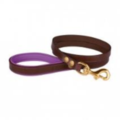 Повідець Шкіряний BronzeDog Premium з Литою латунною фурнітурою Коричнево-Фіолетовий, Розмір S Довжина 122 см. Ширина 1,2 см. (Bronzedog) в амуніція для собак.