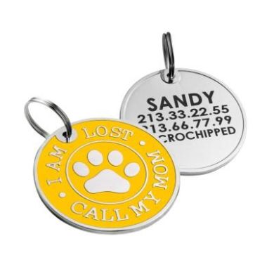 Емальований Адреснік для Собак BronzeDog Call My Mom Жовтий Розмір S (Bronzedog) в амуніція для собак.