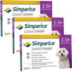 Симпарика 10 мг 3 шт, жевательные таблетки для собак 2,5-5 кг (Zoetis) в Таблетки от блох и клещей.