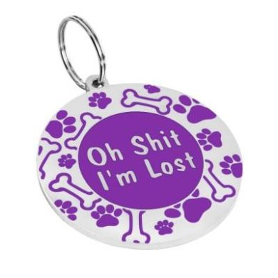 Эмалированный Адресник для Собак BronzeDog Oh Shit I'm Lost Фиолетовый Размер L (Bronzedog) в Амуниция для собак.