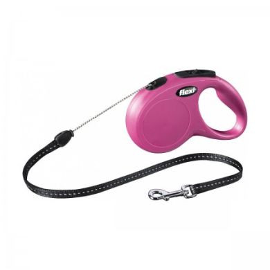 Рулетка NEW CLASSIC S 5m/12kg (трос) розовая (Flexi) в Амуниция для собак.