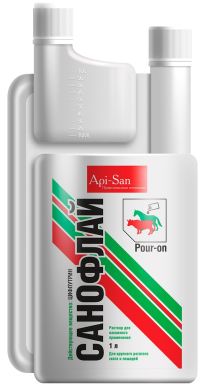 Санофлай 1 л для защиты КРС, лошадей и собак (АПИ-САН) в Капли на холку (spot-on).