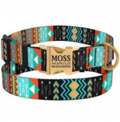 Ошейник BronzeDog Urban Нейлоновый c Металлической Пряжкой Золотистого Цвета Ацтеки, Размер S, Обхват шеи 25-33 см, Ширина 1,6 см. (Bronzedog) в Амуниция для собак.