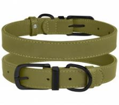 Ошейник Кожаный BronzeDog Premium с Металлической Фурнитурой Оливковый, Размер S Обхват шеи 21-29 см. Ширина 1,2 см. (Bronzedog) в Амуниция для собак.