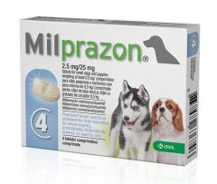 Мілпразон для цуценят та собак дрібних порід до 5 кг 2,5 мг/25мг 2 таб (KRKA) в Антигельмінтики.
