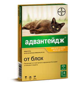 Адвантейдж для котов до 4 кг, 0,4 мл (Bayer) в Капли на холку (spot-on).