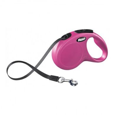 Рулетка NEW CLASSIC S 5m / 15kg (стрічка) рожева (Flexi) в амуніція для собак.