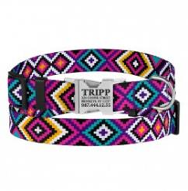 Ошейник BronzeDog Urban Гуцульский Нейлоновый с Металлической Пряжкой Фиолетовый, Размер M, Обхват шеи 30-40 см, Ширина 2 см. (Bronzedog) в Амуниция для собак.