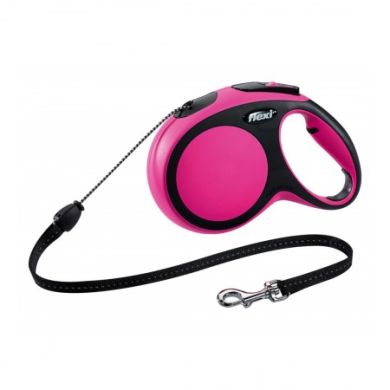 Рулетка NEW COMFORT M 8m/20kg (трос) розовая (Flexi) в Амуниция для собак.