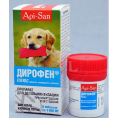Дірофен Плюс для собак великих порід 6 таб. 1,0 г (АПИ-САН) в Антигельмінтики.