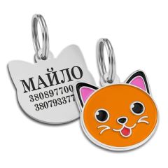 Емальований Адреснік BronzeDog Котик Помаранчевий Розмір S (Bronzedog) в амуніція для собак.