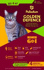 Краплі Палладіум серії Золотий Захист для кішок до 4 кг, 4 піпетки (Palladium) в Краплі на холку (spot-on).
