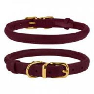 Ошейник Круглый Кожаный BronzeDog Premium Crazy Бордовый, Размер S Обхват шеи 23-33 см. Диаметр 0,7 см. (Bronzedog) в Амуниция для собак.