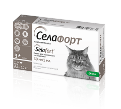 Селафорт спот-он, 60 мг/1 мл, для котов весом 7,6 - 10 кг (KRKA) в Капли на холку (spot-on).