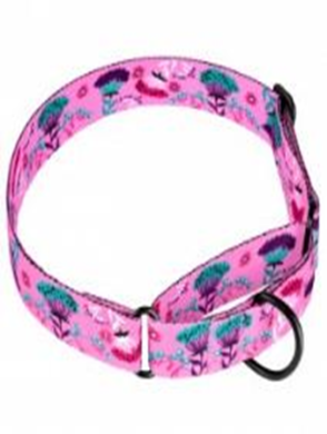 Ошейник Мартингейл BronzeDog Urban Цветы Нейлоновый c Металлической Фурнитурой Розовый, Размер L, Обхват шеи 48-61 см, Ширина 3,8 см. (Bronzedog) в Амуниция для собак.