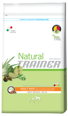 TRAINER(ТРЕЙНЕР) NATURAL ADULT MAXI With Chicken Rice & Aloe Vera - корм для взрослых собак крупных пород 3 кг. (Trainer) в Сухой корм для собак.