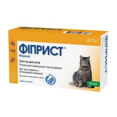 Фиприст спот-он инсектоакарицидные капли для кошек, 50 мг/0,5 мл, 3 пипетки (KRKA) в Капли на холку (spot-on).