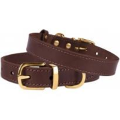 Нашийник Шкіряний BronzeDog Classic з Литою латунною фурнітурою Коричневий, Розмір XS Обхват шиї 23-28 см. Ширина 1,4 см. (Bronzedog) в амуніція для собак.