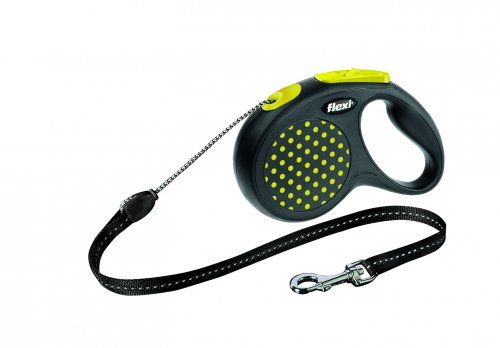 Рулетка DESIGN S 5m / 12 kg (трос) жовтий горошок (Flexi) в амуніція для собак.