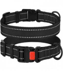 Ошейник BronzeDog Active Нейлоновый со Светоотражением и Пластиковой Пряжкой Черный, Размер M Обхват шеи 30-40 см. Ширина 2 см. (Bronzedog) в Амуниция для собак.