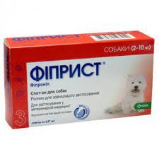 Фіприст спот-он інсектоакарицидні краплі для собак 2-10 кг, 67 мг/0,67 мл, 3 піпетки (KRKA) в Краплі на холку (spot-on).