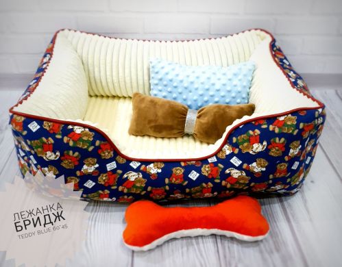 Лежанка Брідж Teddy blue Розмір 60*45 Лежанка Брідж Teddy blue Розмір 60*45 () в Будиночки, Будки, Лежаки.