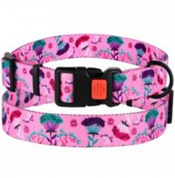 Ошейник BronzeDog Urban Цветы Нейлоновый c Пластиковой Пряжкой Розовый, Размер S, Обхват шеи 25-33 см, Ширина 1,6 см. (Bronzedog) в Амуниция для собак.