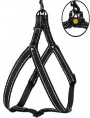 Шлея для Собак BronzeDog Active Нейлоновая со Светоотражением Черная, Размер L, Обхват груди 58-71 см, Ширина 2,5 см. (Bronzedog) в Амуниция для собак.