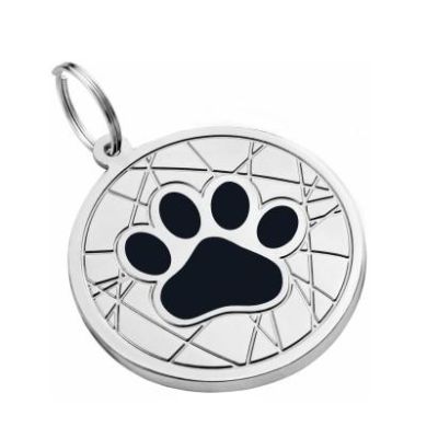 Эмалированный Адресник для Собак BronzeDog Лапка на Фоне Объемной Паутинки Черный Размер S (Bronzedog) в Амуниция для собак.