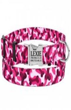 Ошейник BronzeDog Urban Camo Нейлоновый с Металлической Пряжкой Розовый, Размер L, Обхват шеи 35-45 см, Ширина 2,5 см. (Bronzedog) в Амуниция для собак.