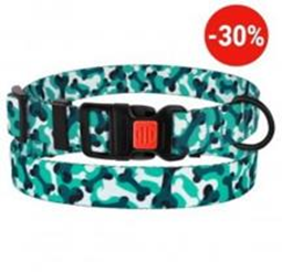 Ошейник BronzeDog Urban Camo Нейлоновый с Пластиковой Пряжкой Бирюзовый, Размер M, Обхват шеи 30-40 см, Ширина 2 см. (Bronzedog) в Амуниция для собак.